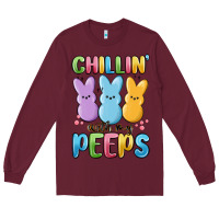 Burgundy chillin' with my peeps Long Sleeve Tee - MaliasSmallBusiness
