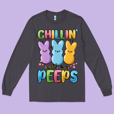 Chillin' With My Peeps Long Sleeve Tee Designed By Maliassmallbusiness