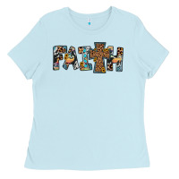 Baby Blue faith cross Ladies Tee - JahusDesignShop