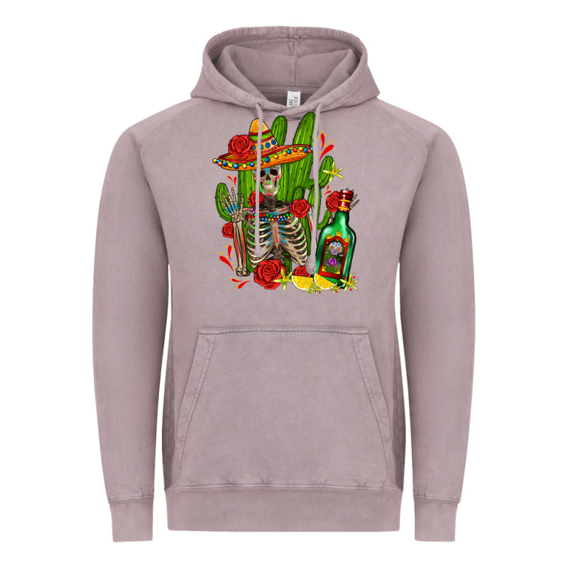 Skeleton With Sombrero And Tequila Vintage Hoodie by AdoDesignShop | Teevron
