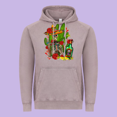 Skeleton With Sombrero And Tequila Vintage Hoodie Designed By Adodesignshop