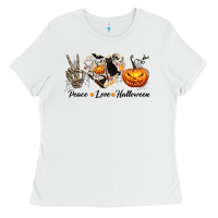 Peace Love Halloween Ladies Tee | Teevron