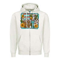 Oatmeal Heather western leopard mini Zipper Hoodie - LillyAllenDesigns