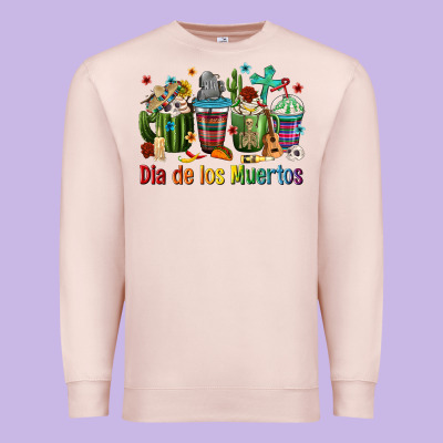 Mexican Dia De Los Muertos Coffee Cups Premium Sweatshirt Designed By Texasbilliewilder