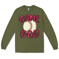Army Green game day baseball Long Sleeve Tee - MaliasSmallBusiness