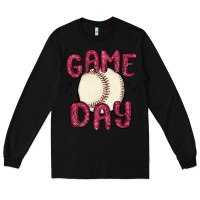 Black game day baseball Long Sleeve Tee - MaliasSmallBusiness