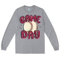 Heather Grey game day baseball Long Sleeve Tee - MaliasSmallBusiness