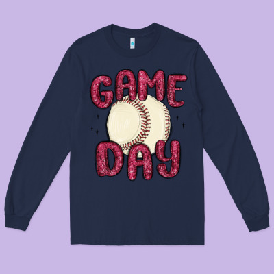 Game Day Baseball Long Sleeve Tee Designed By Maliassmallbusiness