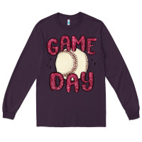 Plum game day baseball Long Sleeve Tee - MaliasSmallBusiness