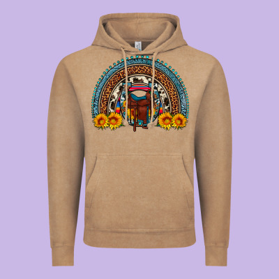 Saddle Sunflower Horseshoe Rainbow Vintage Hoodie Designed By Artiststas