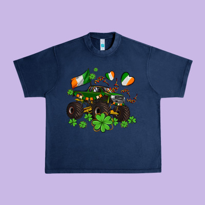 Monster Truck With Shamrocks Urban Heavy Tee Designed By Adodesignshop