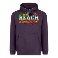 Plum the beach is calling Heavyweight Hoodie - NancyCooperArtShop