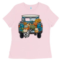 Bubblegum Pink pumpkin truck Ladies Tee - RanaPortraitStore
