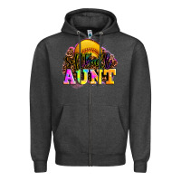 Charcoal Heather softball aunt Zipper Hoodie - LillyAllenDesigns