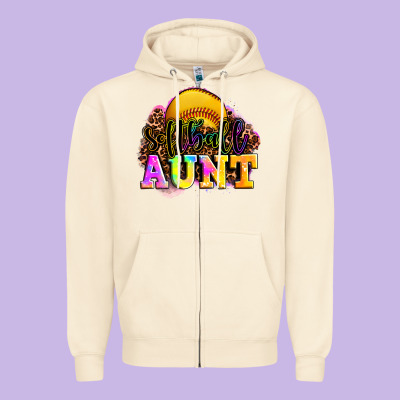 Softball Aunt Zipper Hoodie Designed By Lillyallendesigns