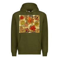 Army Green Fall leaves Premium Hoodie - NancyCooperArtShop