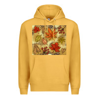 Mustard Fall leaves Premium Hoodie - NancyCooperArtShop