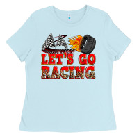 Baby Blue let's go racing Ladies Tee - Zillion Design Studio