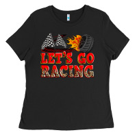 Black let's go racing Ladies Tee - Zillion Design Studio