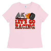 Bubblegum Pink let's go racing Ladies Tee - Zillion Design Studio