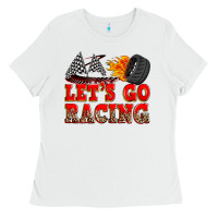 White let's go racing Ladies Tee - Zillion Design Studio