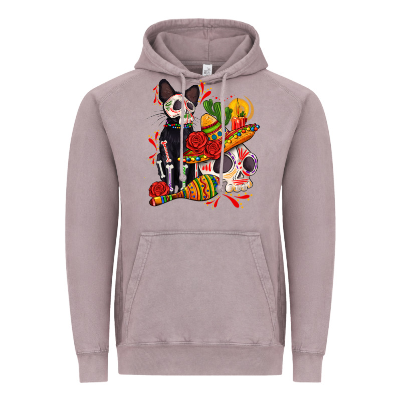 Mexican Dead Day With Skeleton Cat Vintage Hoodie by AdoDesignShop | Teevron