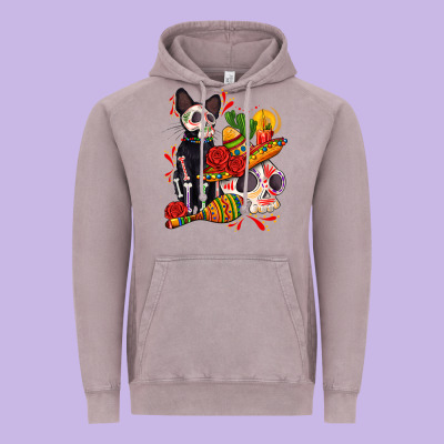 Mexican Dead Day With Skeleton Cat Vintage Hoodie Designed By Adodesignshop