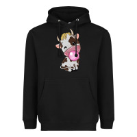 Black cute cow Heavyweight Hoodie - texasbilliewilder