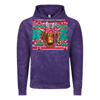 Cloud Purple easter longhaired cow Vintage Hoodie - Jasminsmagicworld
