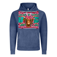 Vintage Denim easter longhaired cow Vintage Hoodie - Jasminsmagicworld