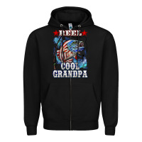Black reel cool grandpa american flag bass Zipper Hoodie - LillyAllenDesigns