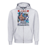 Heather Grey reel cool grandpa american flag bass Zipper Hoodie - LillyAllenDesigns