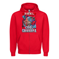 Red reel cool grandpa american flag bass Zipper Hoodie - LillyAllenDesigns