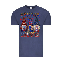 Vintage Denim Chilling with my gnomies with usa Vintage Tee - NancyCooperArtShop