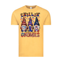 Vintage Mustard Chilling with my gnomies with usa Vintage Tee - NancyCooperArtShop
