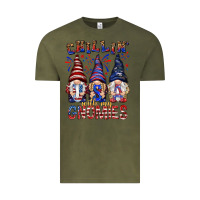 Vintage Olive Chilling with my gnomies with usa Vintage Tee - NancyCooperArtShop