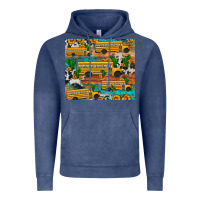 Vintage Denim school bus cactus sunflower Vintage Hoodie - Artiststas
