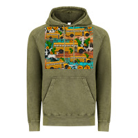 Vintage Olive school bus cactus sunflower Vintage Hoodie - Artiststas
