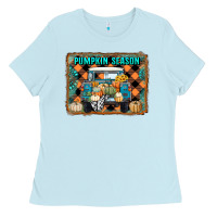 Baby Blue pumpkin season truck Ladies Tee - RanaPortraitStore