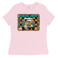 Bubblegum Pink pumpkin season truck Ladies Tee - RanaPortraitStore