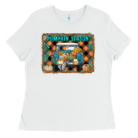 White pumpkin season truck Ladies Tee - RanaPortraitStore