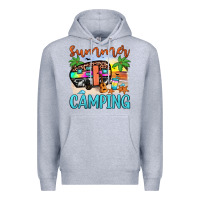 Heather Grey summer camping Premium Hoodie - JahusDesignShop
