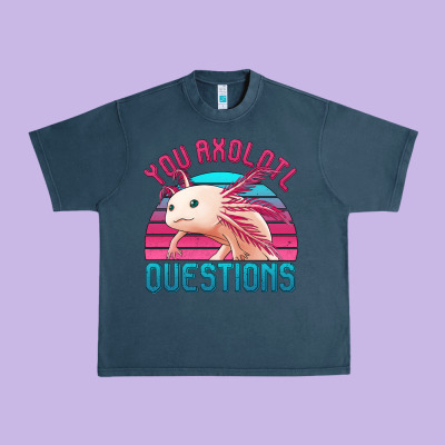You Axolotl Questions 80's Retro Sunset Urban Heavy Tee Designed By Jasminsmagicworld