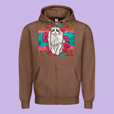 Western Ragdoll Cat Zipper Hoodie Designed By Lillyallendesigns