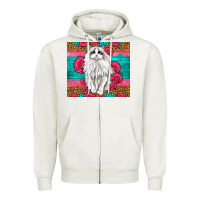 Oatmeal Heather Western Ragdoll Cat Zipper Hoodie - LillyAllenDesigns
