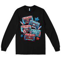Black usa america cassette tapes Long Sleeve Tee - MaliasSmallBusiness