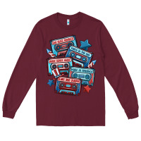 Burgundy usa america cassette tapes Long Sleeve Tee - MaliasSmallBusiness