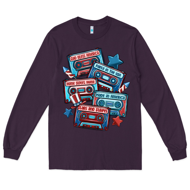 Usa America Cassette Tapes Long Sleeve Tee by MaliasSmallBusiness | Teevron