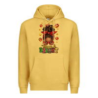 Antique Gold merry and bright christmas afro messy bun Premium Hoodie - texasbilliewilder
