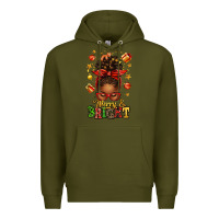 Army Green merry and bright christmas afro messy bun Premium Hoodie - texasbilliewilder